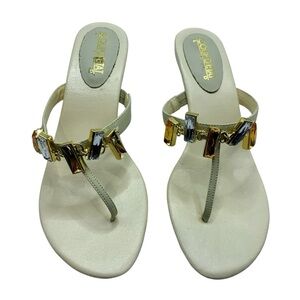 New! Pelle Moda Ivory Sandals with Jewel Details